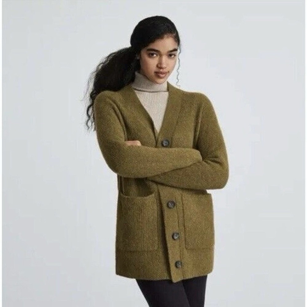 Everlane Olive Green Cardigan Sweater